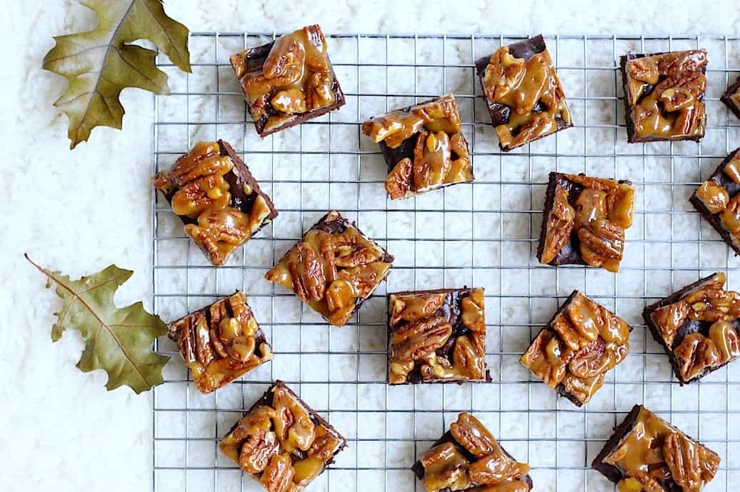 Pompoen brownies met gekarameliseerde pecannoten